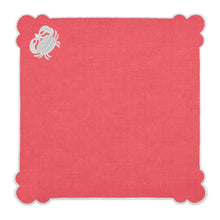 Load image into Gallery viewer, Seferî Embroidered Napkin - Under the Sea - Coral - Set of 4