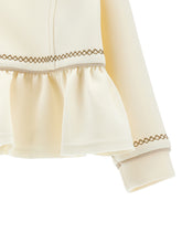 Load image into Gallery viewer, Zip-up sweatshirt with ruffles