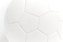 Load image into Gallery viewer, Close-up of a white soccer ball with a hexagonal pattern on a white background