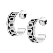 Load image into Gallery viewer, L'Arc de DAVIDOR Creole Earring PM, 18k White Gold with Lacquered Ceramic and Palais Diamonds - DAVIDOR