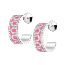 Load image into Gallery viewer, L'Arc de DAVIDOR Creole Earring PM, 18k White Gold with Lacquered Ceramic and Palais Diamonds - DAVIDOR