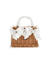 Load image into Gallery viewer, Wicker bag with satin bows