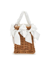Load image into Gallery viewer, Wicker bag with satin bows