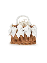 Load image into Gallery viewer, Wicker bag with satin bows