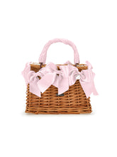 Load image into Gallery viewer, Wicker bag with satin bows
