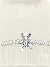 Load image into Gallery viewer, Pom pom hat and teddy bear