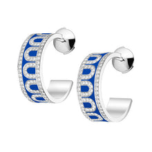 Load image into Gallery viewer, L'Arc de DAVIDOR Creole Earring PM, 18k White Gold with Lacquered Ceramic and Palais Diamonds - DAVIDOR