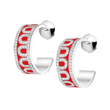 Load image into Gallery viewer, L'Arc de DAVIDOR Creole Earring PM, 18k White Gold with Lacquered Ceramic and Palais Diamonds - DAVIDOR