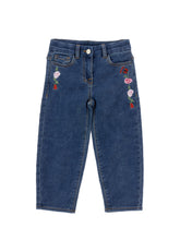 Load image into Gallery viewer, Five-Pocket Jeans with Floral Embroidery
