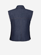 Load image into Gallery viewer, Gilet Sfrangiato Denim