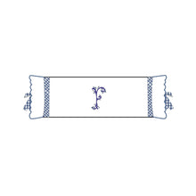 Load image into Gallery viewer, Seferî Flower Garden Bolster Cushion Cover with Monogram Embroidery - Blue