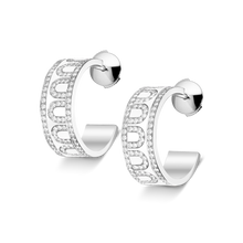 Load image into Gallery viewer, L'Arc de DAVIDOR Creole Earring PM, 18k White Gold with Lacquered Ceramic and Palais Diamonds - DAVIDOR