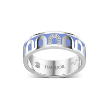 Load image into Gallery viewer, L’Arc de DAVIDOR Ring MM, 18k White Gold with Hortensia Lacquered Ceramic and Porta Simple Diamonds - DAVIDOR