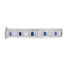 Load image into Gallery viewer, L'Arc Deco Bangle in Platinum with DAVIDOR Arch Cut Diamonds DAVIDOR Arch Cut Blue Sapphires and Brilliant Diamonds - DAVIDOR