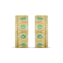 Load image into Gallery viewer, L'Arc Deco Creole Earring PM, 18k Yellow Gold with Arch Cut Green Tourmalines and Brilliant Diamonds - DAVIDOR