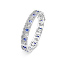 Load image into Gallery viewer, L'Arc Deco Bangle in Platinum with DAVIDOR Arch Cut Diamonds DAVIDOR Arch Cut Blue Sapphires and Brilliant Diamonds - DAVIDOR