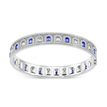 Load image into Gallery viewer, L'Arc Deco Bangle in Platinum with DAVIDOR Arch Cut Diamonds DAVIDOR Arch Cut Blue Sapphires and Brilliant Diamonds - DAVIDOR