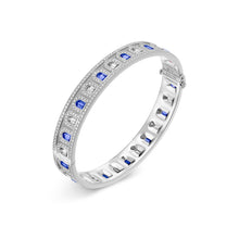 Load image into Gallery viewer, L'Arc Deco Bangle in Platinum with DAVIDOR Arch Cut Diamonds DAVIDOR Arch Cut Blue Sapphires and Brilliant Diamonds - DAVIDOR