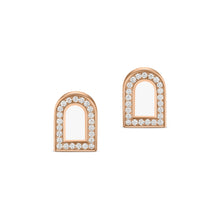 Load image into Gallery viewer, L'Arc Voyage Stud Earring PM, 18k Rose Gold with Lacquered Ceramic and Galerie Diamonds - DAVIDOR