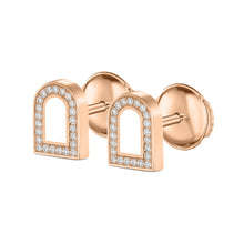 Load image into Gallery viewer, L'Arc Voyage Stud Earring PM, 18k Rose Gold with Lacquered Ceramic and Galerie Diamonds - DAVIDOR