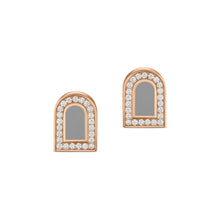 Load image into Gallery viewer, L'Arc Voyage Stud Earring PM, 18k Rose Gold with Lacquered Ceramic and Galerie Diamonds - DAVIDOR