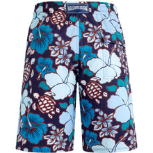 Load image into Gallery viewer, Men Long Stretch Swim Trunks Tropical Turtles
