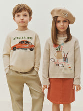 Load image into Gallery viewer, Tahini sweater with hand embroidered painter's workshop
