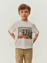 Load image into Gallery viewer, Eidan t-shirt with workshop and car print in organic cotton