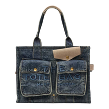 Load image into Gallery viewer, Marc Jacobs The Denim Suede Large Cargo Tote Bag Blue Women 2S6HTT005H02-427