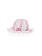 Load image into Gallery viewer, Striped and rose satin hat