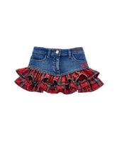 Load image into Gallery viewer, Denim mini skirt Heart ruffles