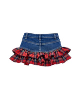 Load image into Gallery viewer, Denim mini skirt Heart ruffles