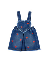 Load image into Gallery viewer, Embroidered hearts overall skirt