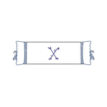 Load image into Gallery viewer, Seferî Flower Garden Bolster Cushion Cover with Monogram Embroidery - Blue