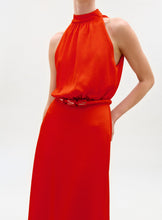 Load image into Gallery viewer, Red sleeveless dress on a white background