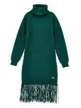 Load image into Gallery viewer, High neck fringed knit dress
