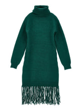 Load image into Gallery viewer, High neck fringed knit dress