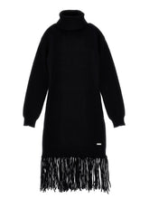 Load image into Gallery viewer, High neck fringed knit dress