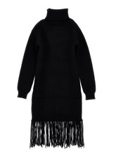 Load image into Gallery viewer, High neck fringed knit dress