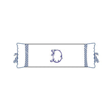 Load image into Gallery viewer, Seferî Flower Garden Bolster Cushion Cover with Monogram Embroidery - Blue