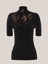 Load image into Gallery viewer, Rose Net Top Short Sleeves
