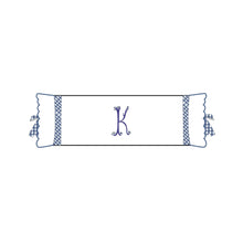 Load image into Gallery viewer, Seferî Flower Garden Bolster Cushion Cover with Monogram Embroidery - Blue
