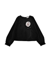 Load image into Gallery viewer, Blouse with 3D rose poplin