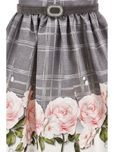 Load image into Gallery viewer, Dress with Roses and Rhinestone Belt