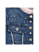 Load image into Gallery viewer, Denim jacket with rhinestones