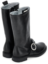 Load image into Gallery viewer, High boots with rhinestone buckle