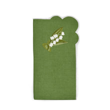 Load image into Gallery viewer, Seferî Embroidered Napkin - Lily of the Valley - Green - Set of 4