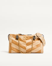 Load image into Gallery viewer, Panthea Medium Shoulder Bag In Ostrich And Nappa Leather With A Chevron Pattern