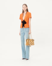 Load image into Gallery viewer, Panthea Medium Shoulder Bag In Ostrich And Nappa Leather With A Chevron Pattern