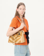 Load image into Gallery viewer, Panthea Medium Shoulder Bag In Ostrich And Nappa Leather With A Chevron Pattern